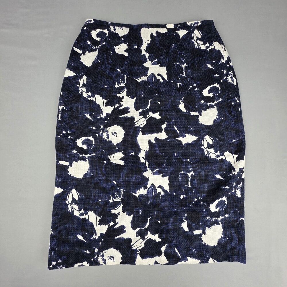 Lafayette 148 Pencil Skirt Size 8 Floral Textured Office Career Business Casual